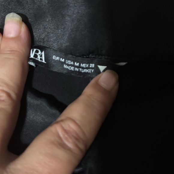 Zara Black Straight Leg Pants with High-Waisted Tie Design medium - Picture 8 of 11